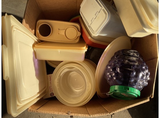 Box Of Tupperware And Rubber-made Containers