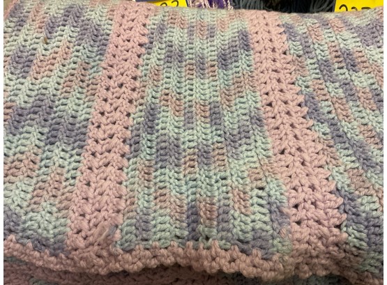 Blue, Pink And Green Full Afghan