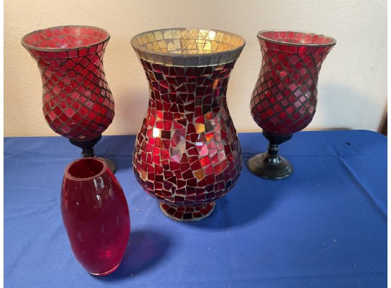 4 Pieces Of Red Glass