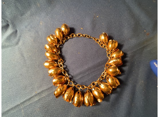 Vintage Gold Tone Metal Rose Necklace