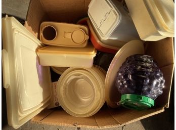Box Of Tupperware And Rubber-made Containers