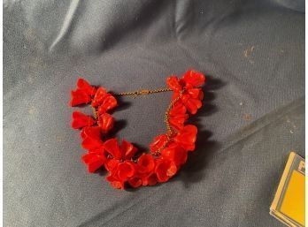 Vintage Red Floral NecklaceFloral Necklace.