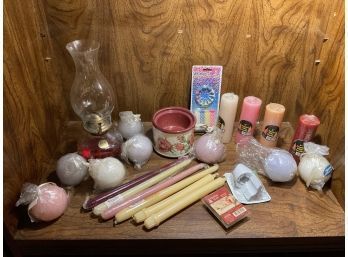 Oil Lamp And Candle Lot