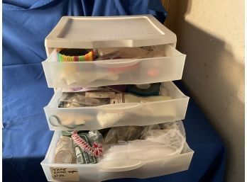3 Drawer Plastic Craft. Tote Full Of Craft Supplies