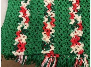 Green, Red & White Lap Afghan