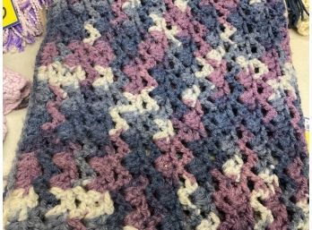 Blue, Purple And White Lap Afghan