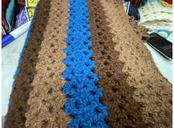 A Brown And Blue Oversized Full Afghan