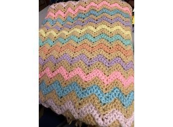 Multi Colors , Pink, Green, Tan, Yellow And Orange, Plus A Few More Colors On This Lap Afghan