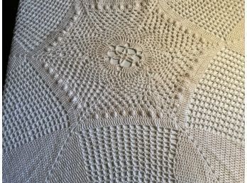 Large Crochet Table Cloth. Made Of Yarn.