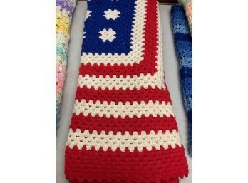 Beautiful Red-White And Blue Lap Afghan