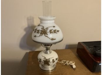 White Glass Hurricane Style Lamp