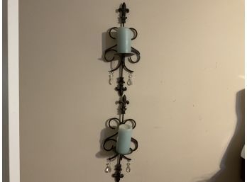 Pair Of Wrought Iron Sconces With Candles