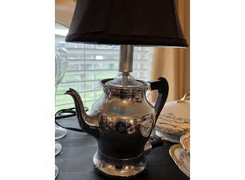 Custom Made Silver Plate Tea Pot Lamp