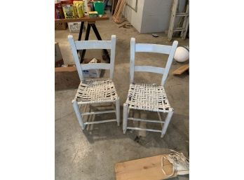Two Ladder Back Cane Bottom Chairs