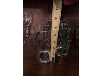 Set Of 6 Holly Glasses