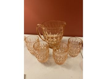 5 Pc. Lot Of Pink Depression Glass