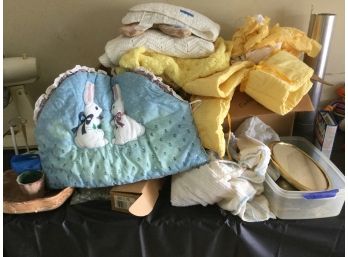 MISC TABLE LOT BABY CRIB ITEMS