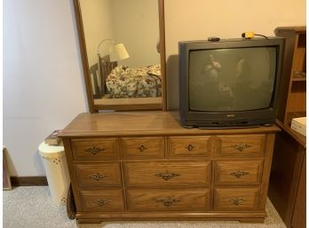 5 Ft Solid Wood Dresser And 26” Sanyo TV With Remote