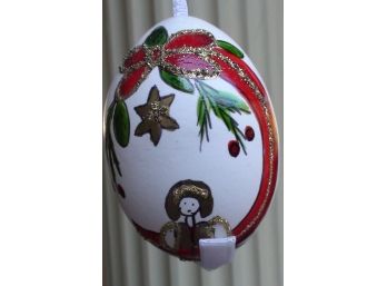 CHRISTMAS TREE DECORATION REAL EGG HAND PAINTED AUSTRIA BRAND NEW
