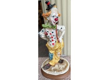 Capodimonte Clown Made In Italy. Height 15 Inches Width 7 1/2 Inches