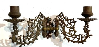 Antique Pair Of Brass Candle Sconces