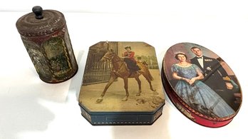 Misc. Tins. Various Condition. 2 With English Royalty 6 Pieces