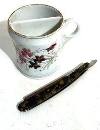 Early Straight Razor With Mustache Cup