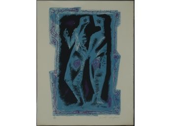 Andre Masson (fr. 1896-1987) - 'Conversation In Blue And Pink' 1968