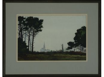 Edward Betts (Am. 1920-2008) - Wooded View With Distant Steeple