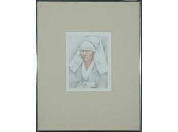 Joyce Reopel (Am. B. 1933) - 'Portrait Of The Artist As A Flemish Lady (After Van Der Weyden)' 1973