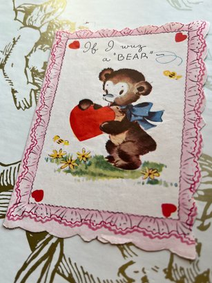 Vintage If I Wuz A Bear Valentine Card
