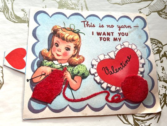 Vintage Valentine Bi Flod Card- This Is No Yarn -  1951