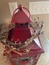 Red Heart Country Candle Holder And Little Wreath
