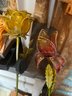 Lot Of 2 Lawn Glass Flower Decorations