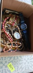 Lot Of Misc Broken Jewelry Watches, Beads, Glasses And More