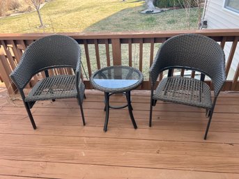 Three Piece Outdoor Bistro Set - Two Chairs And Table - Patio Furniture
