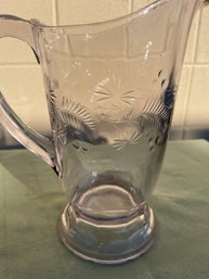 Etched Glass EAPG Pitcher