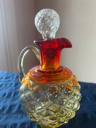 Vintage Amberina Glass Cruet With Stopper