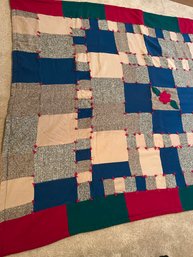 Vintage Heavy Quilt With Flower Center