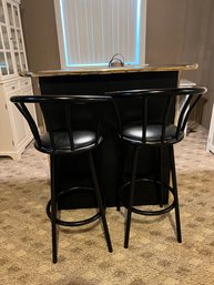 Black Bar With Two Barstools