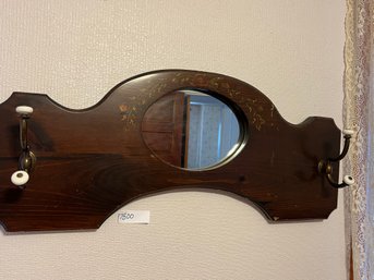 Vintage Wood Mirror / Hook