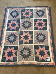 Gorgeous Vintage Red White & Blue Quilt
