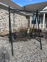 Outdoor Iron Garden Swing With Stand - Two Person Seat