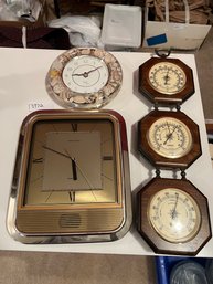Vintage Clock And Barometer Lot