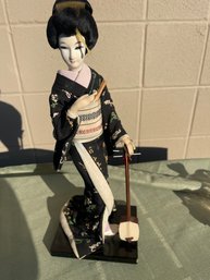 Vintage Silk Japanese Ornate Doll On Stand