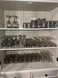 MASSIVE Collection Of Libby Glass Frosted Silver Leaf MCM Glassware