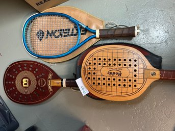 Lot Of 2 Paddle Ball Rackets & Wilson Conqueror