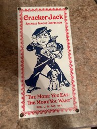Vintage Cracker Jack Heavy Porcelain Sign