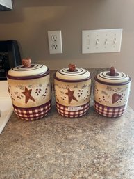 Lot Of Three 3 Expressions Canister & Lid Set