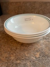 3 Corelle Corning Green Stripe Cereal Bowls